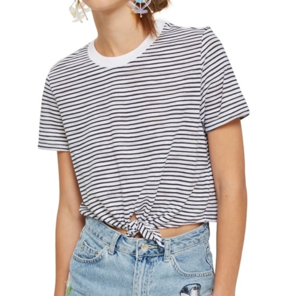 Topshop Striped Crop Tee